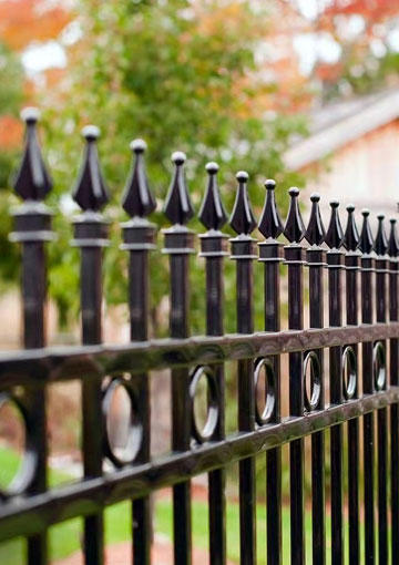 anti climb design high security picket top fence panels with defferent decorative finials