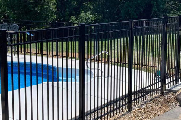 popular galvanized/aluminum 3 rails flat top ornamental swimming pool fence panels