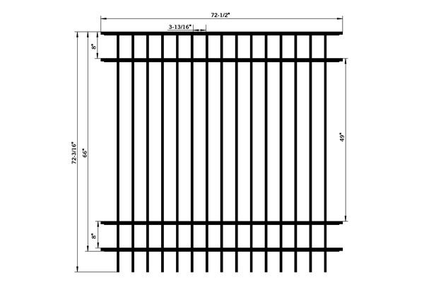 popular galvanized/aluminum 3 rails flat top ornamental swimming pool fence panels